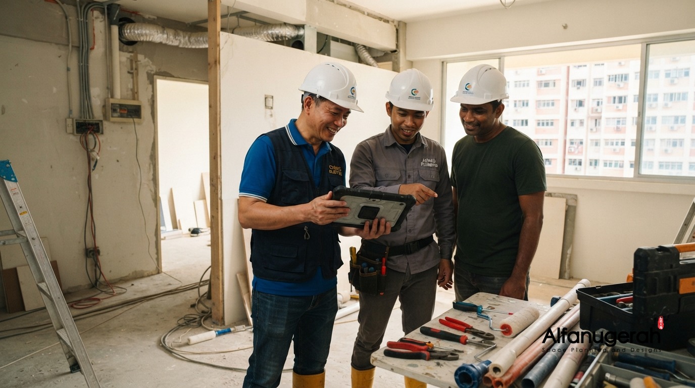 Alfanugerah integrated renovation team collaborating on-site