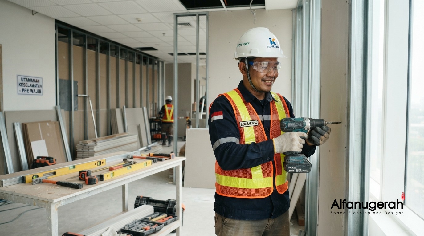 Alfanugerah team maintaining safety standards on renovation site