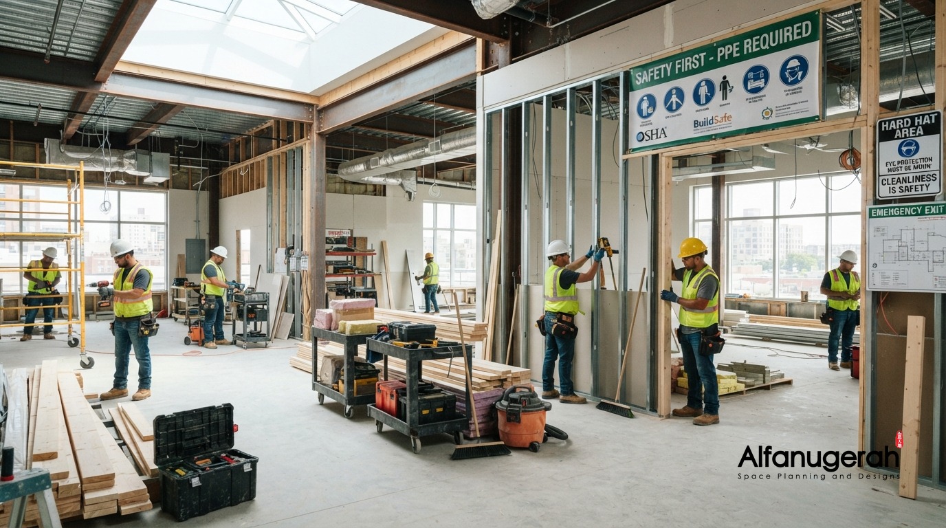 Alfanugerah team maintaining safety standards on renovation site