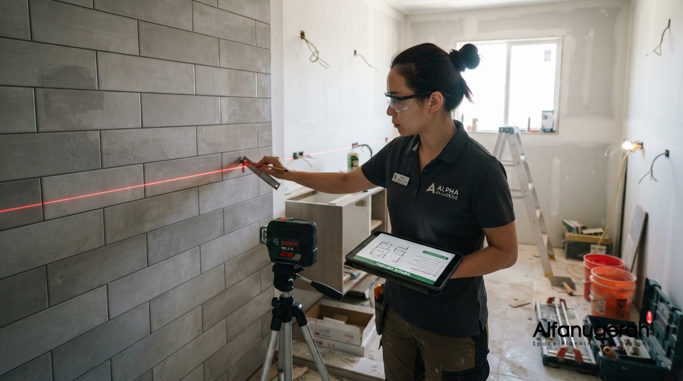 Alfanugerah project manager inspecting renovation quality