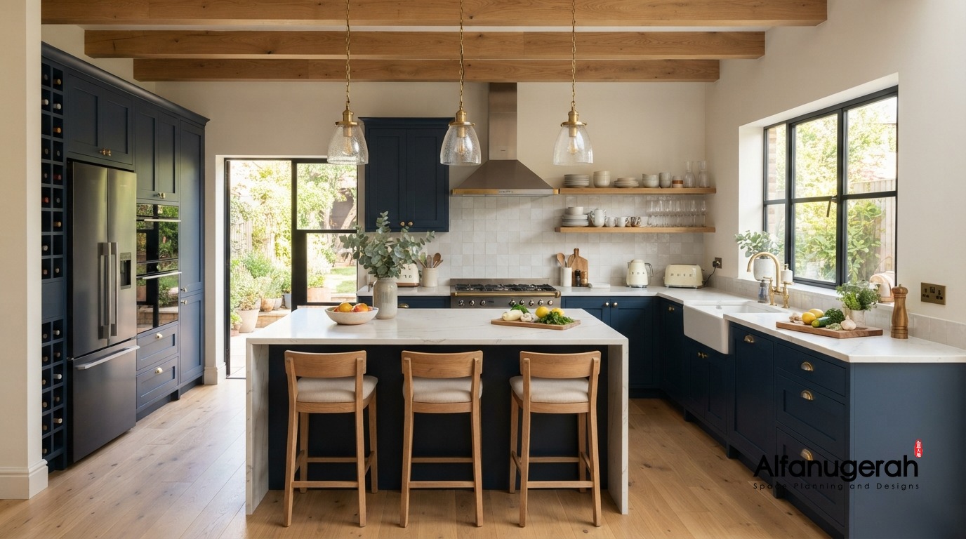 Custom kitchen cabinets with soft-close drawers