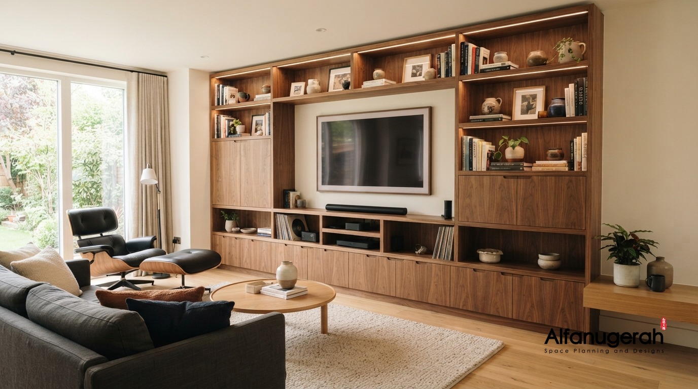 Custom built-in wardrobe crafted by Alfanugerah carpenters