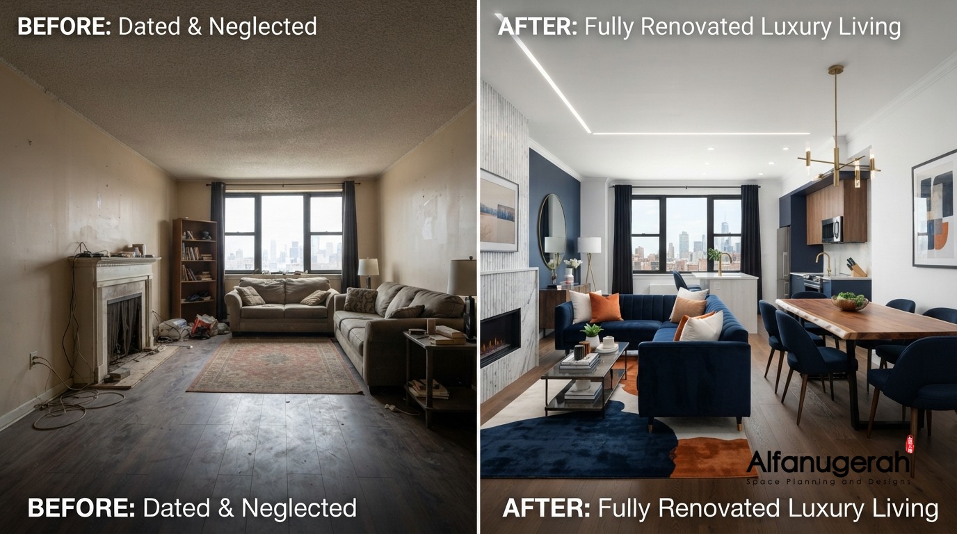 Full-scale home renovation in progress by Alfanugerah team